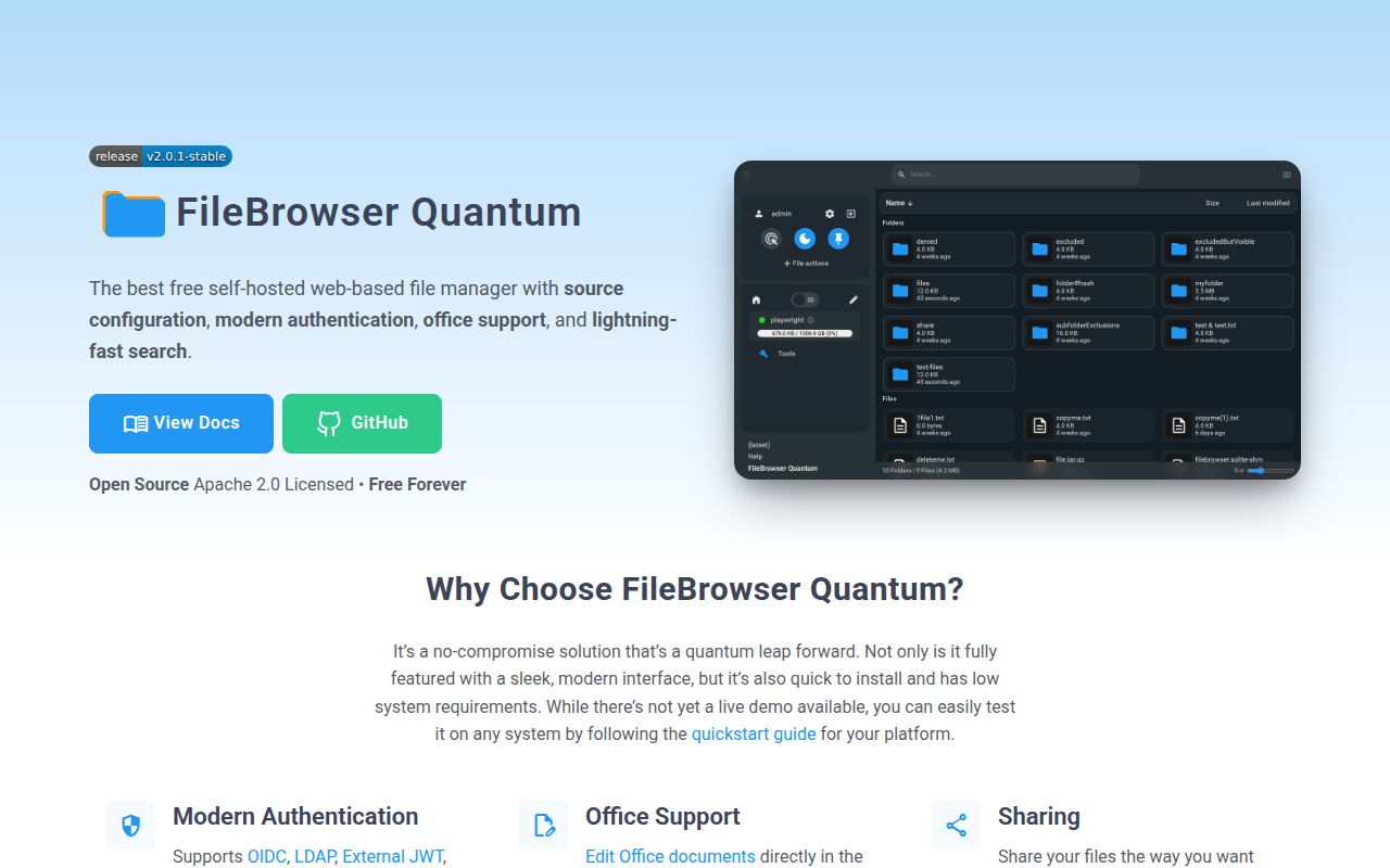 Screenshot of filebrowser (filebrowserquantum.com)