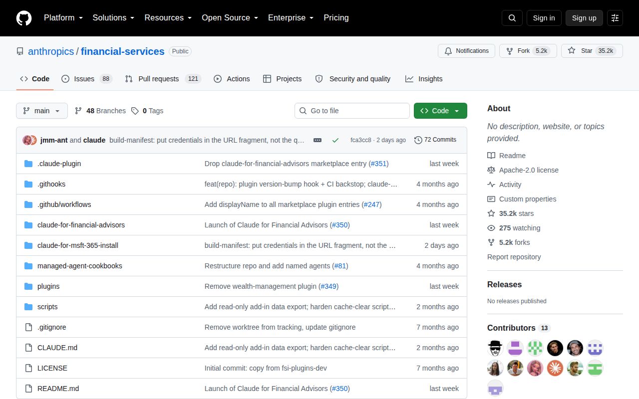 Screenshot of financial-services (github.com/anthropics/financial-services)