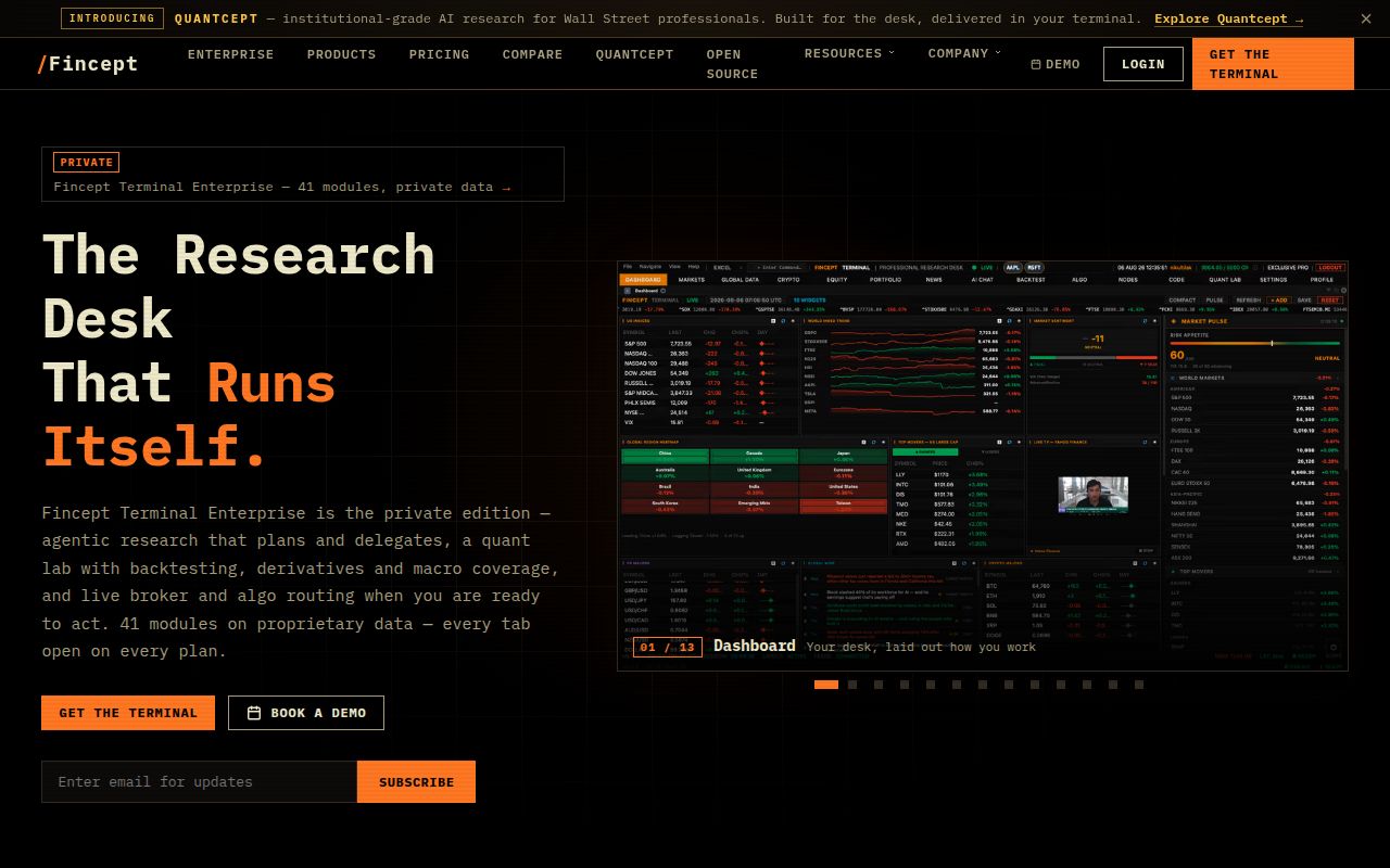 Screenshot of FinceptTerminal (fincept.in)