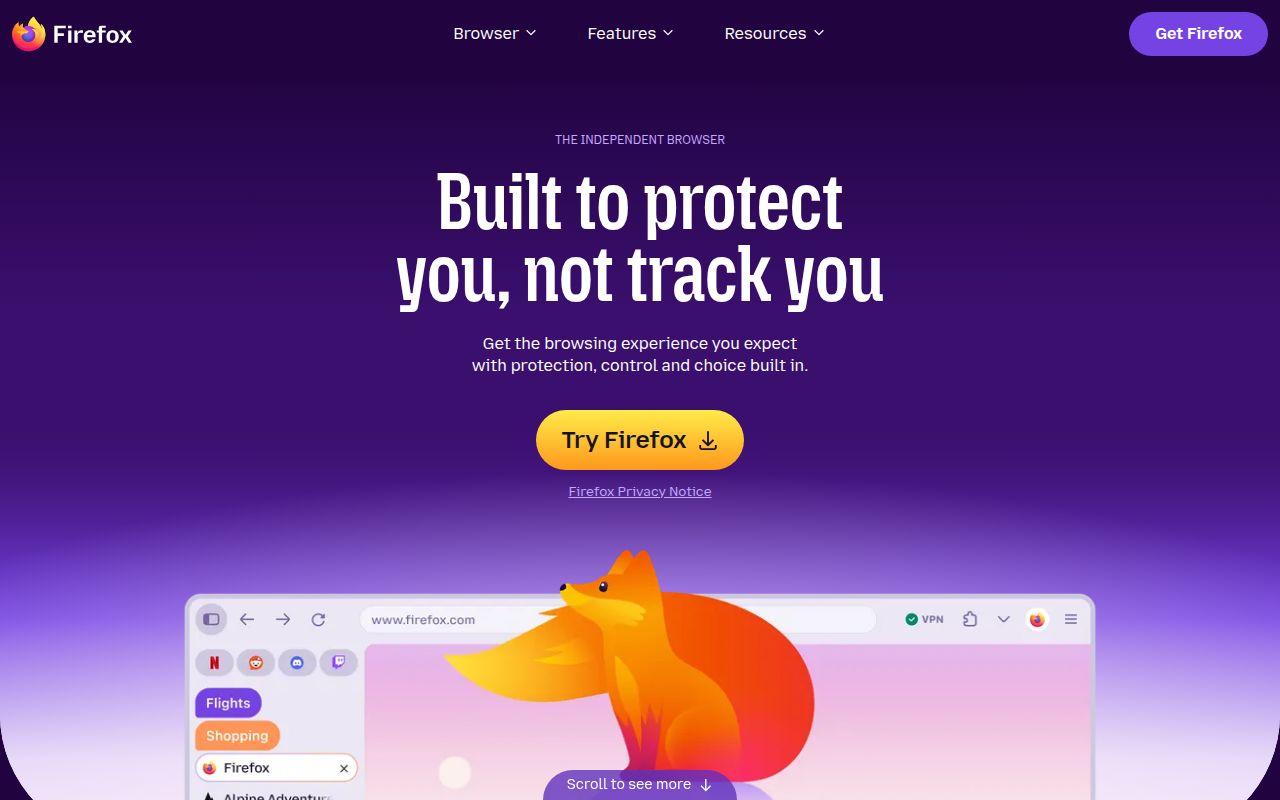 Screenshot of firefox (www.firefox.com)