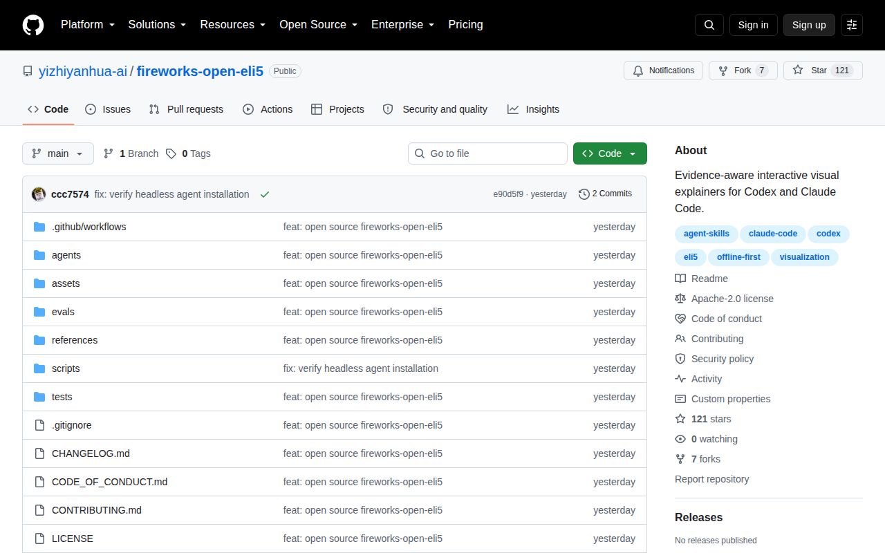 Screenshot of fireworks-open-eli5 (github.com/yizhiyanhua-ai/fireworks-open-eli5)