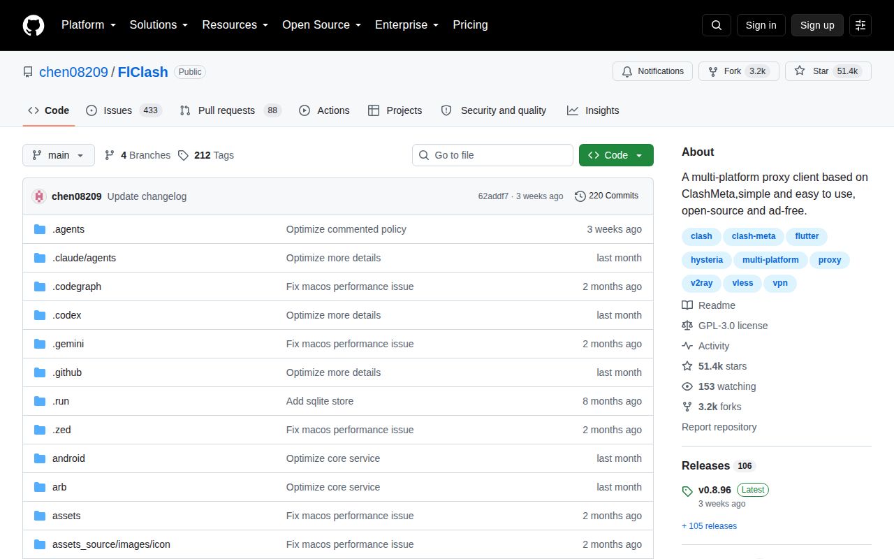 Screenshot of FlClash (github.com/chen08209/FlClash)