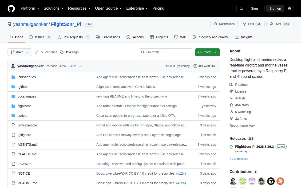 Screenshot of FlightScnr_Pi (github.com/yashmulgaonkar/FlightScnr_Pi)
