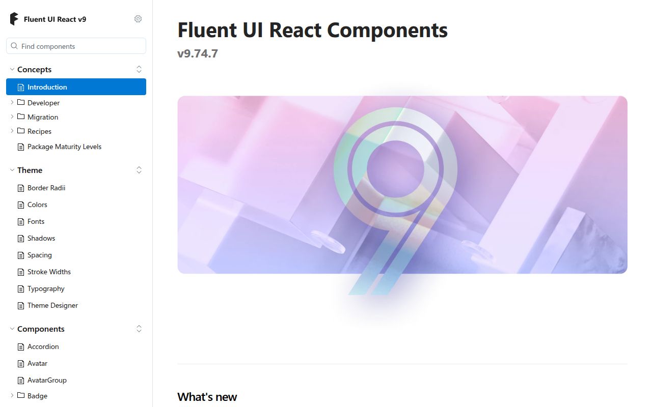 Screenshot of fluentui (react.fluentui.dev)