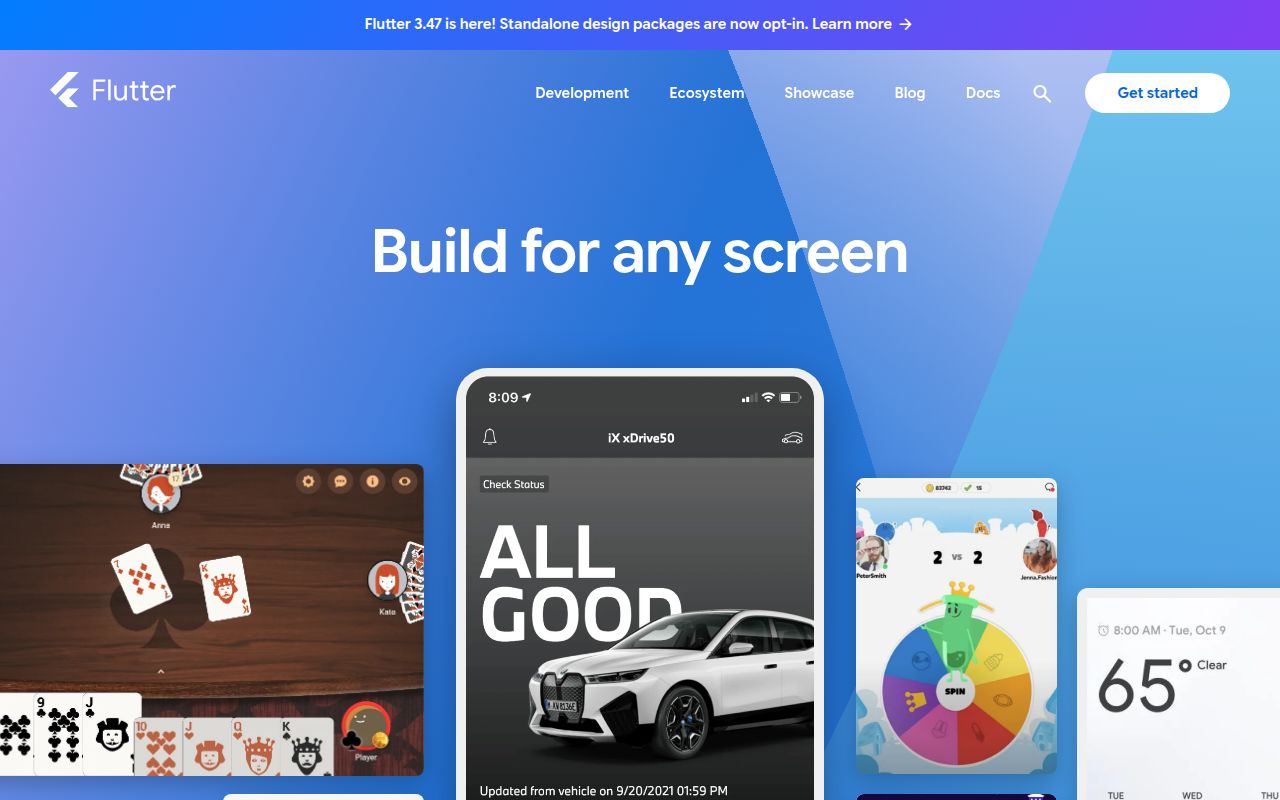 Screenshot of flutter (flutter.dev)