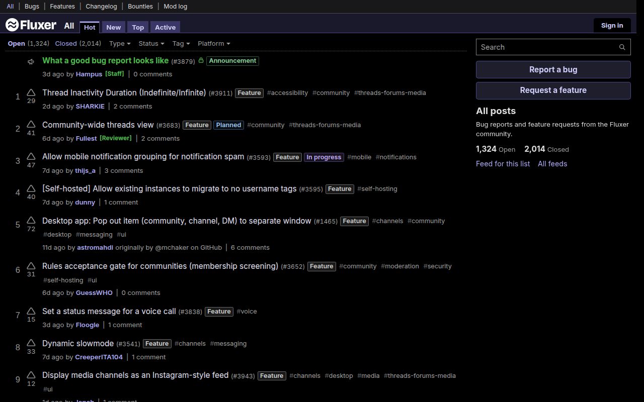 Screenshot of fluxer (feedback.fluxer.com)