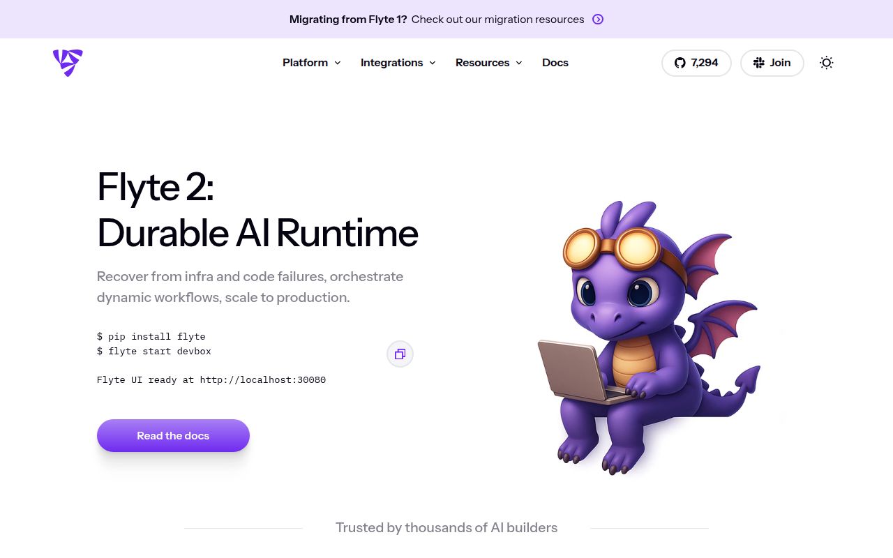 Screenshot of flyte (flyte.org)