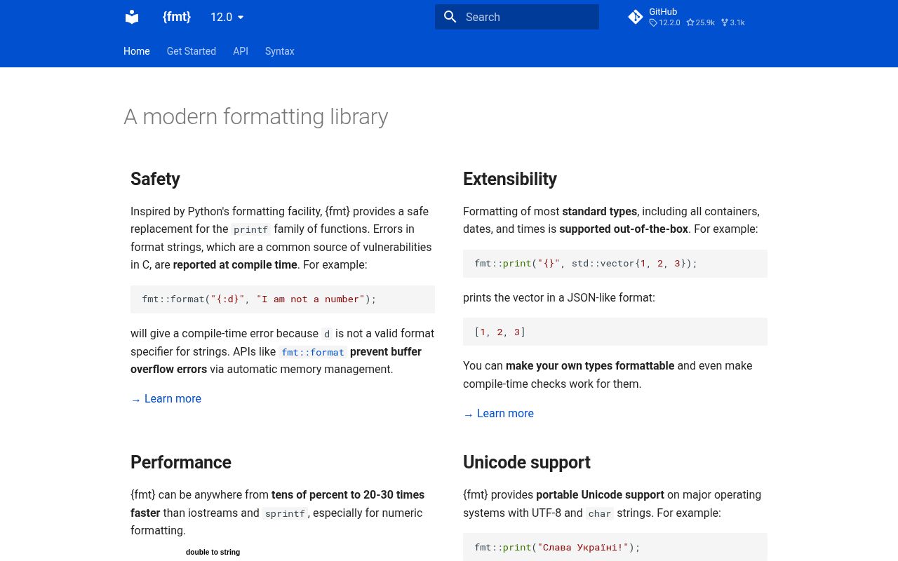 Screenshot of fmt (fmt.dev)