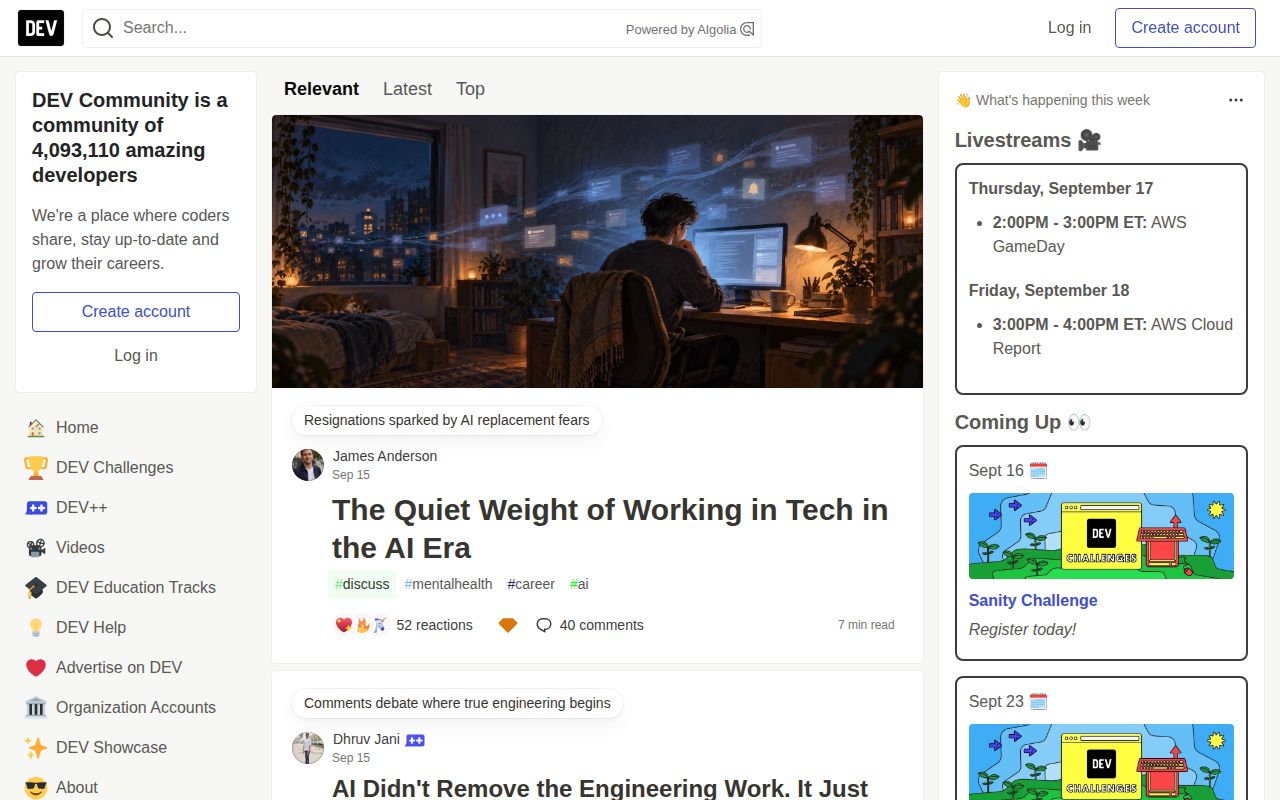 Screenshot of forem (forem.com)