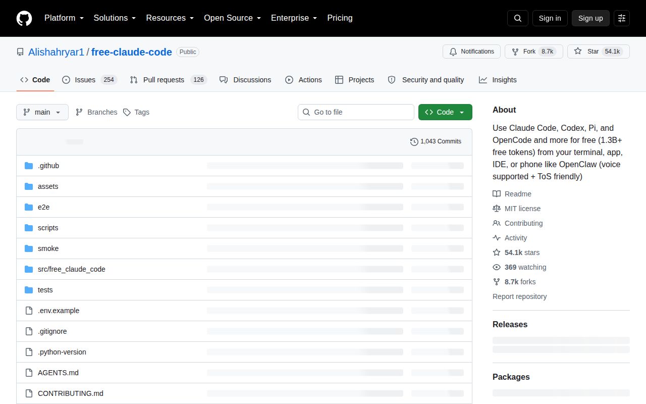 Screenshot of free-claude-code (github.com/Alishahryar1/free-claude-code)