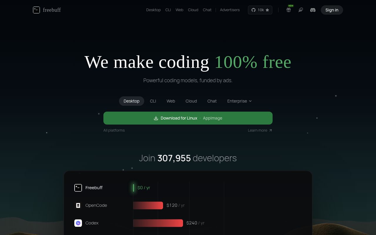 Screenshot of freebuff (freebuff.com)