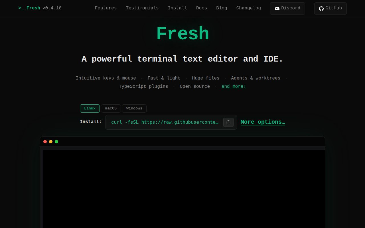 Screenshot of fresh (getfresh.dev)
