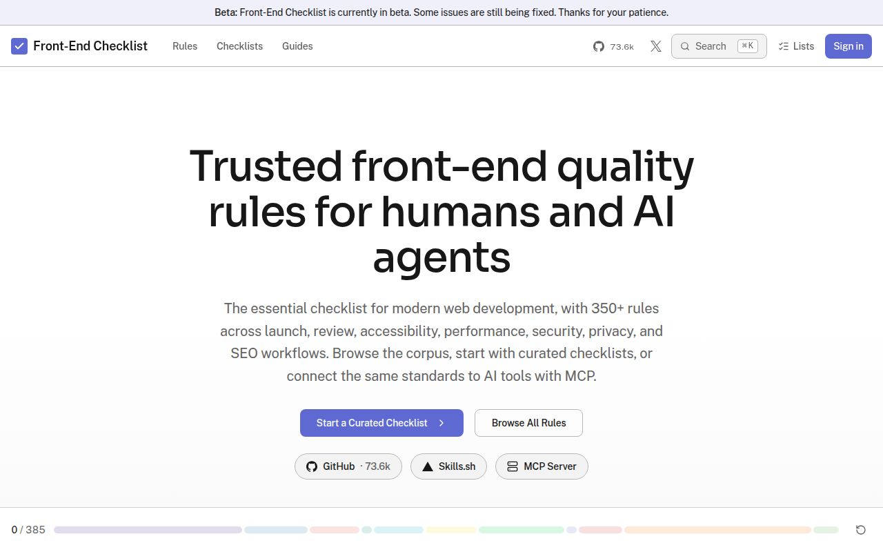 Screenshot of Front-End-Checklist (frontendchecklist.io)
