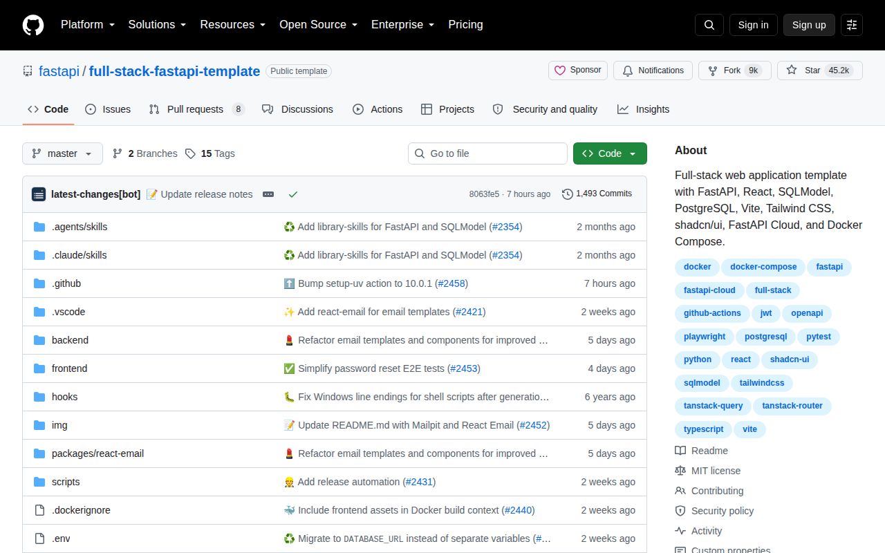 Screenshot of full-stack-fastapi-template (github.com/fastapi/full-stack-fastapi-template)