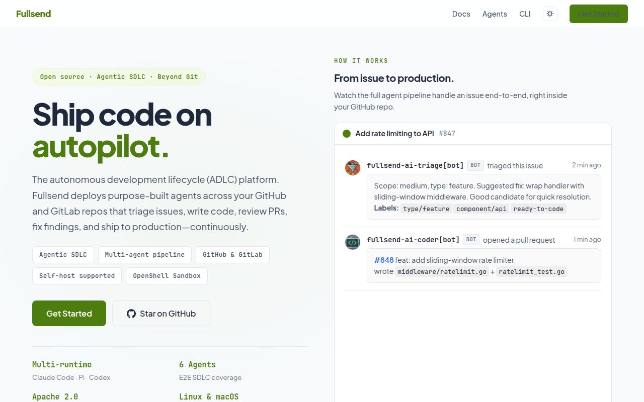 Screenshot of fullsend (fullsend.sh)