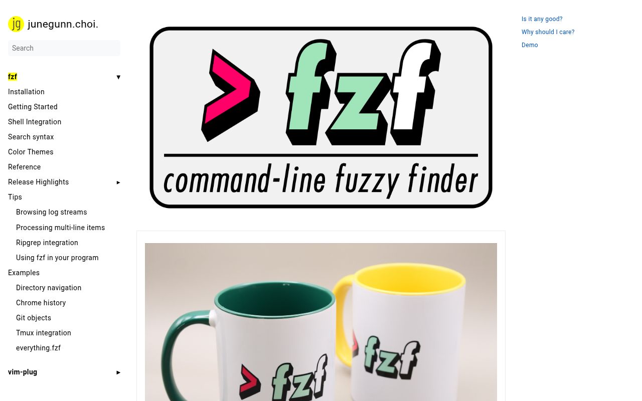 Screenshot of fzf (junegunn.github.io/fzf)