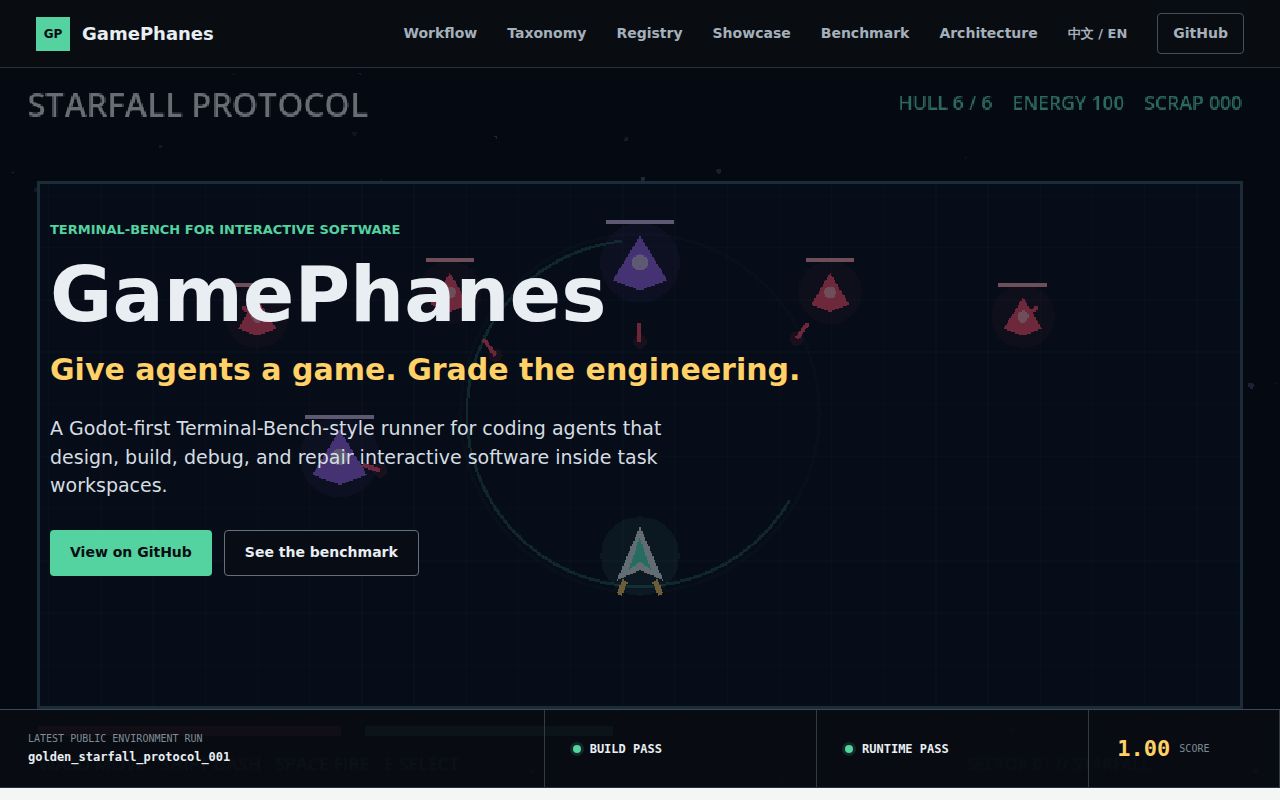 Screenshot of GamePhanes (gamephanesstudio.github.io/GamePhanes)