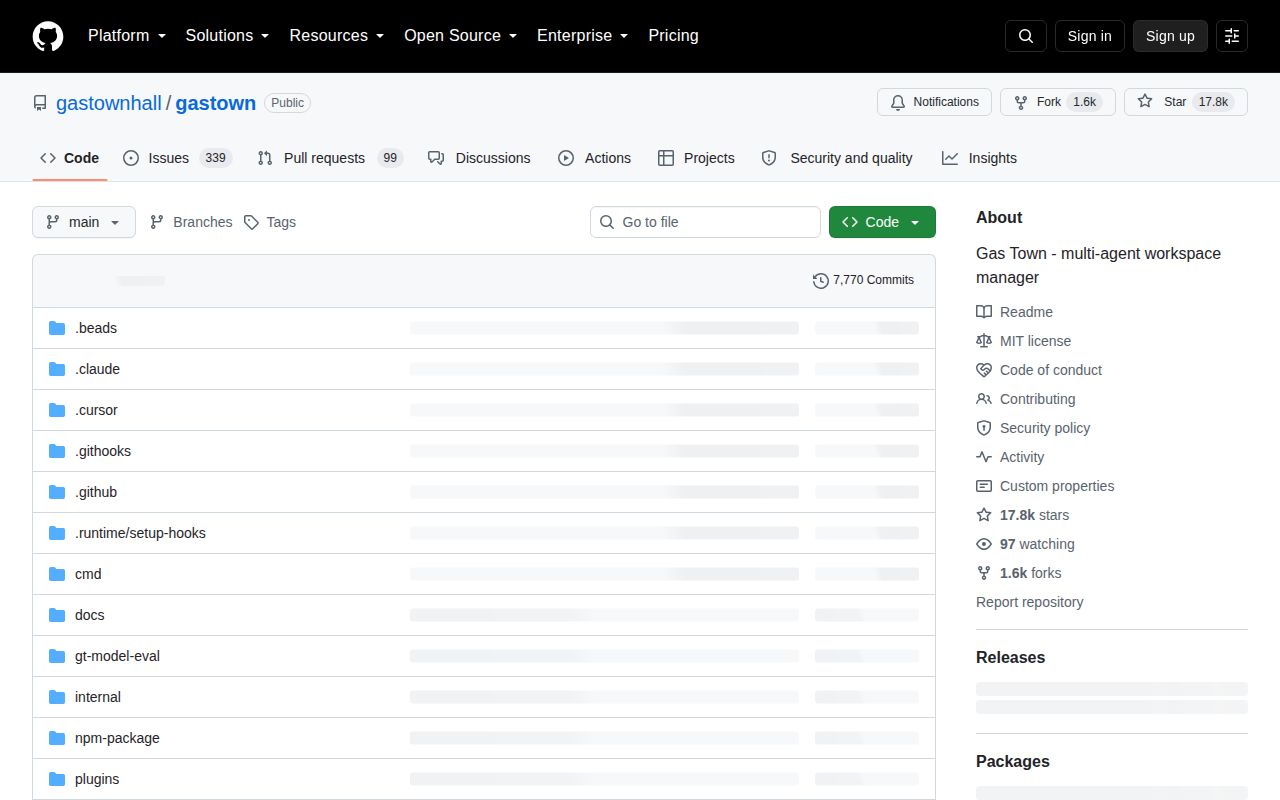 Screenshot of gastown (github.com/gastownhall/gastown)