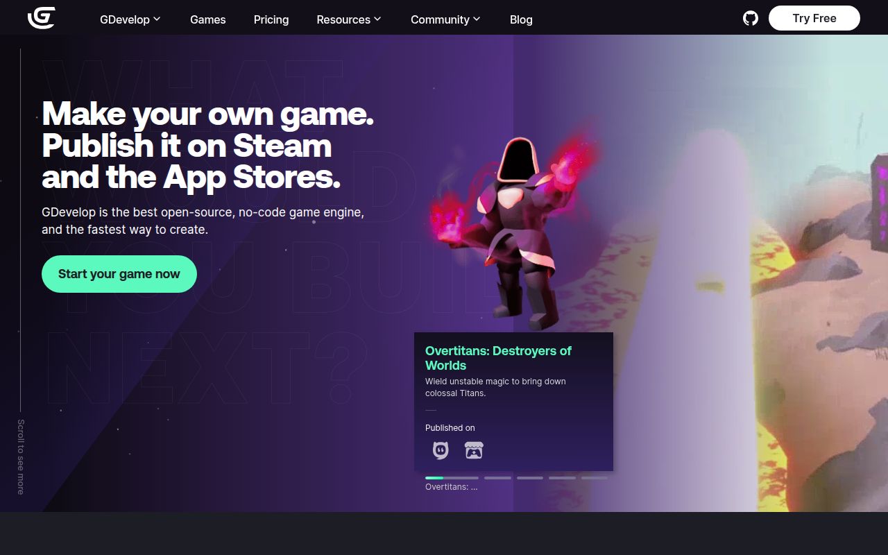 Screenshot of GDevelop (gdevelop.io)