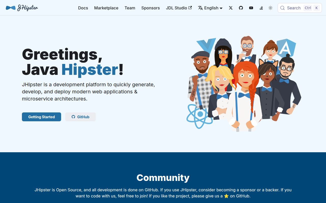 Screenshot of generator-jhipster (www.jhipster.tech)