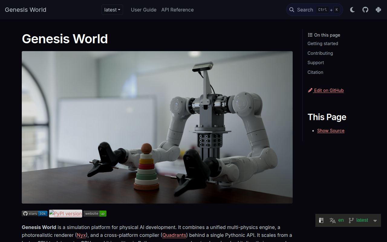 Screenshot of genesis-world (genesis-world.readthedocs.io)