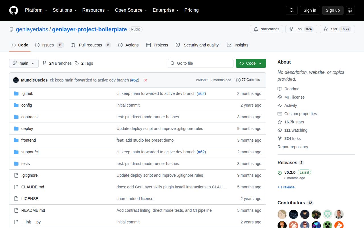 Screenshot of genlayer-project-boilerplate (github.com/genlayerlabs/genlayer-project-boilerplate)