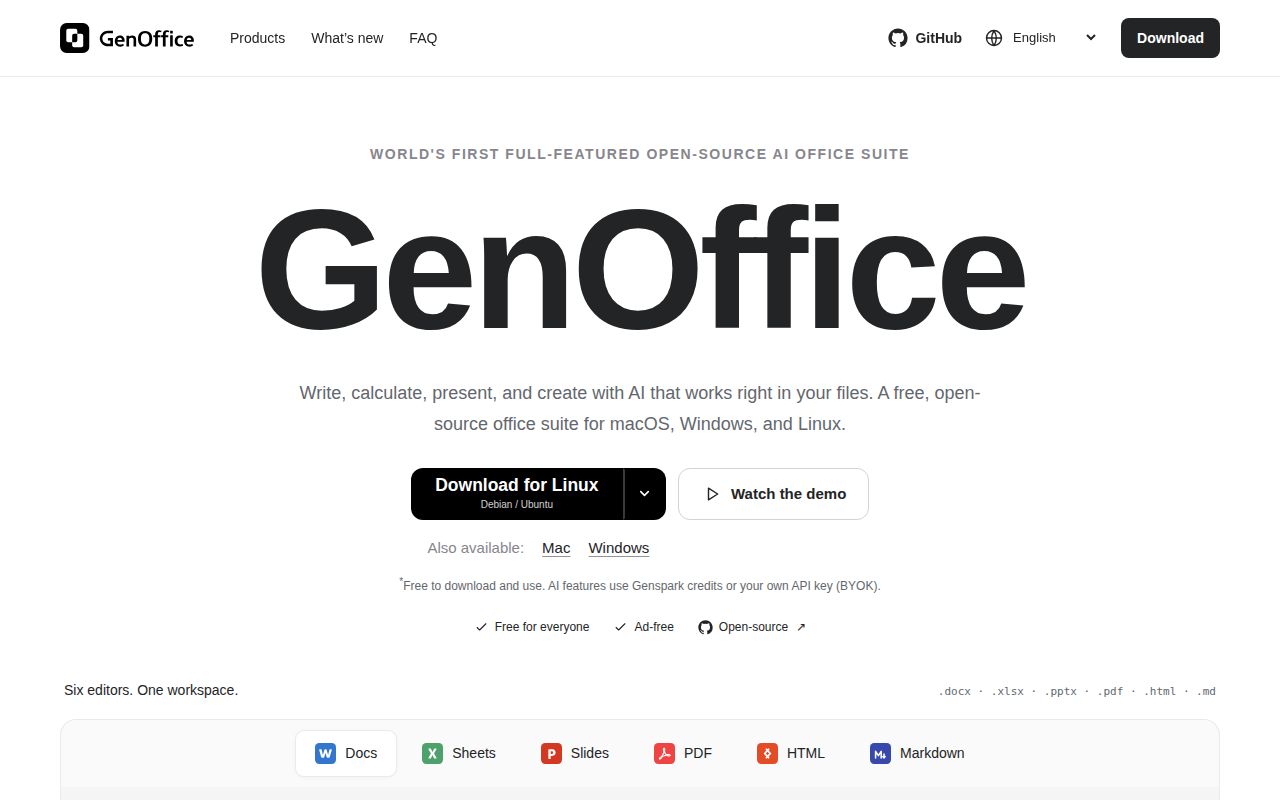 Screenshot of genoffice (genoffice.ai)