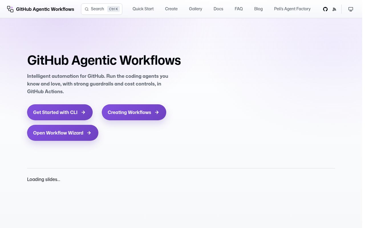 Screenshot of gh-aw (gh.io/gh-aw)