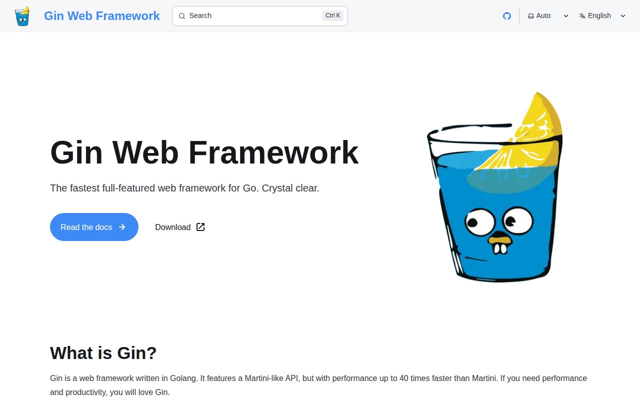 Screenshot of gin (gin-gonic.com)