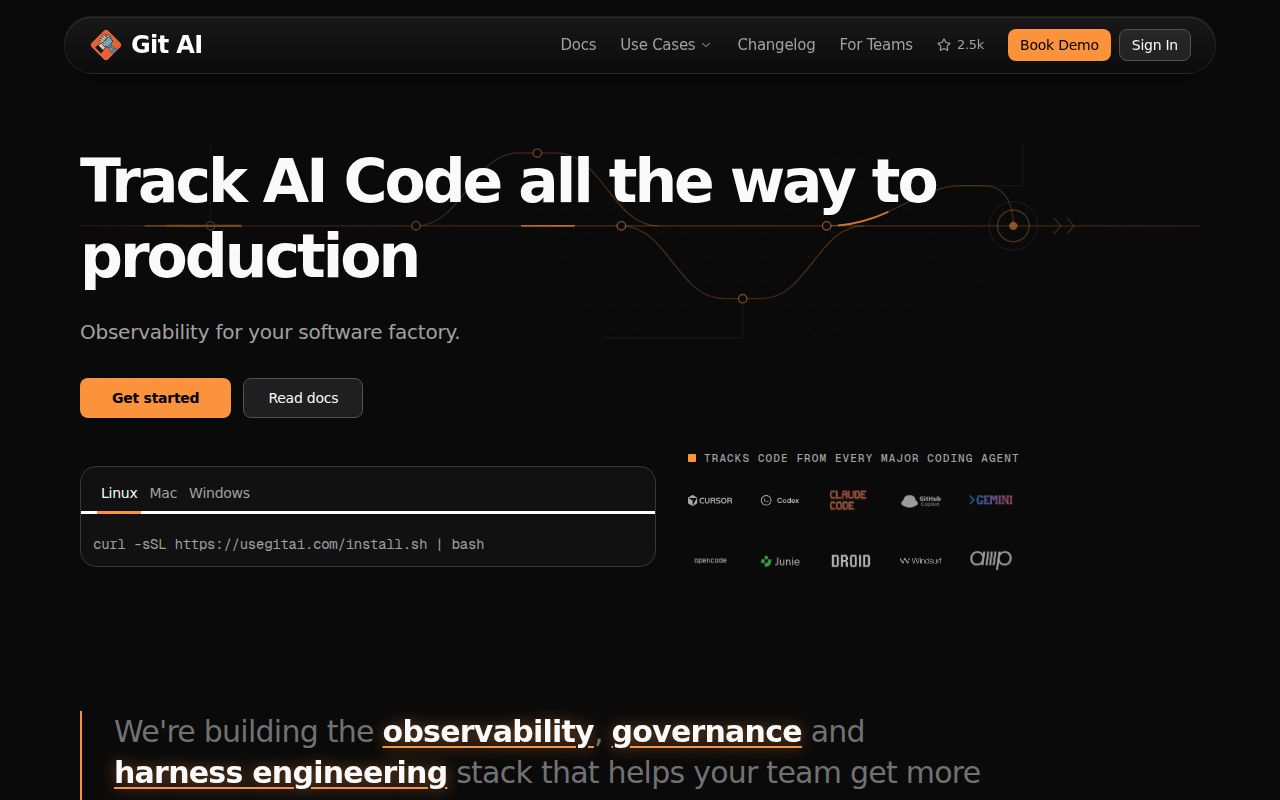 Screenshot of git-ai (usegitai.com)