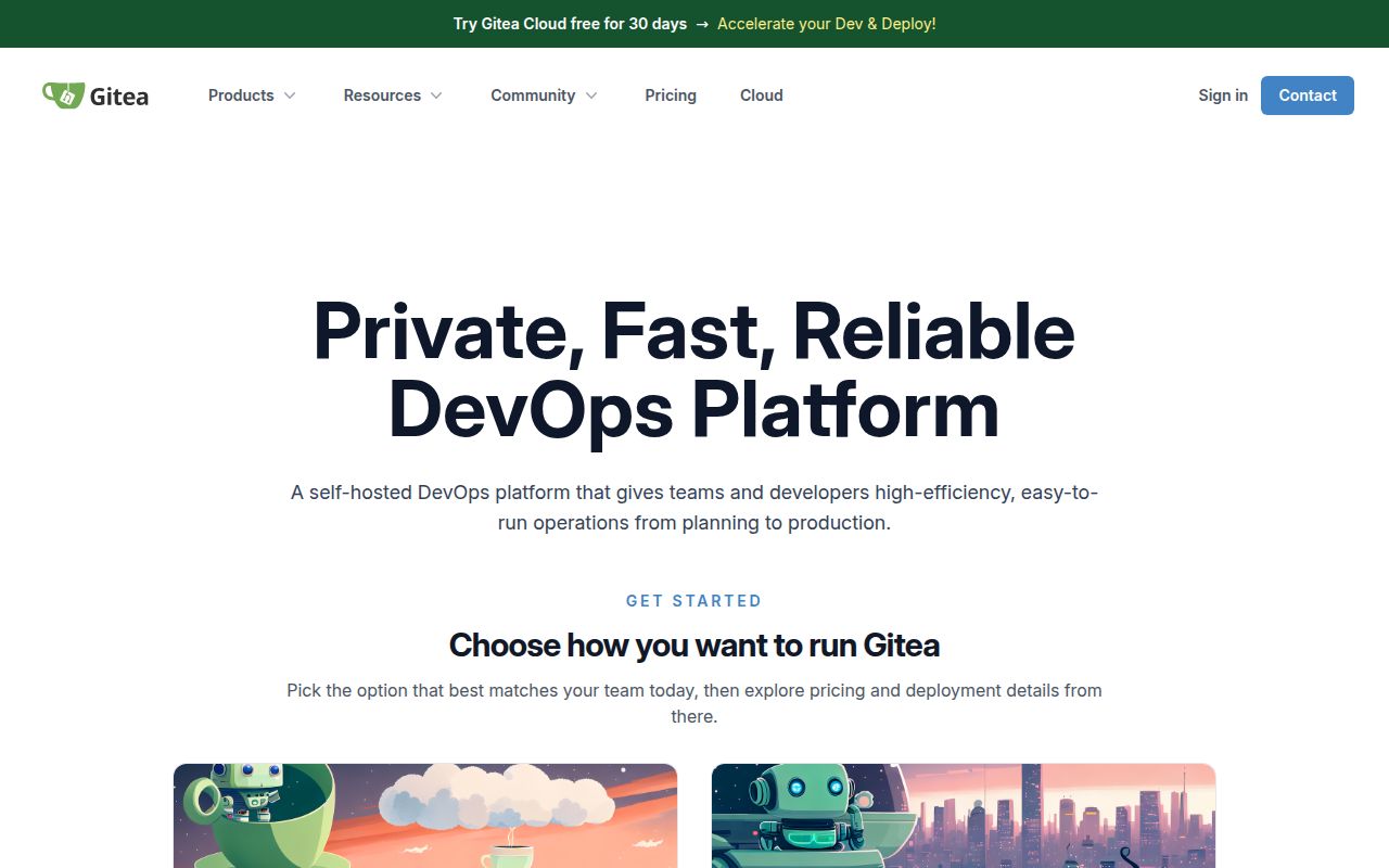 Screenshot of gitea (gitea.com)