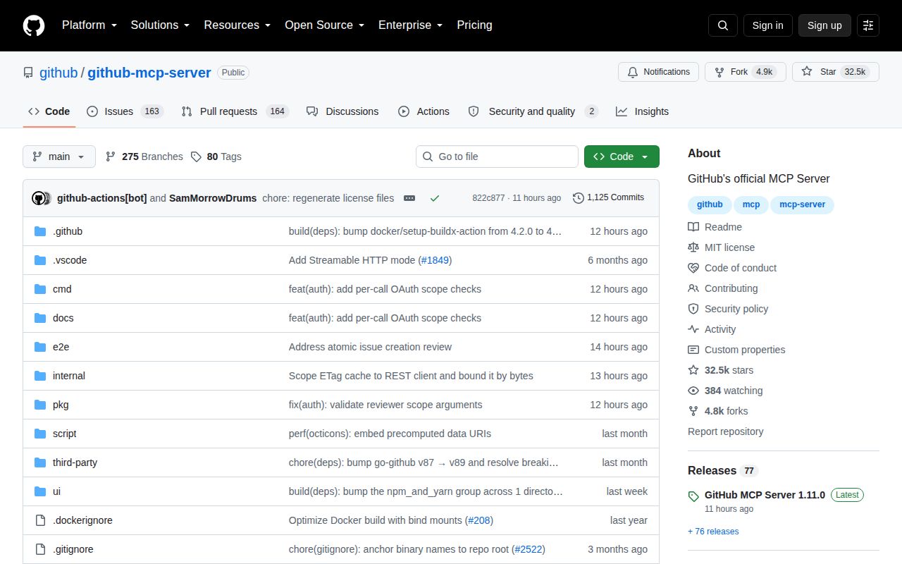 Screenshot of github-mcp-server (github.com/github/github-mcp-server)
