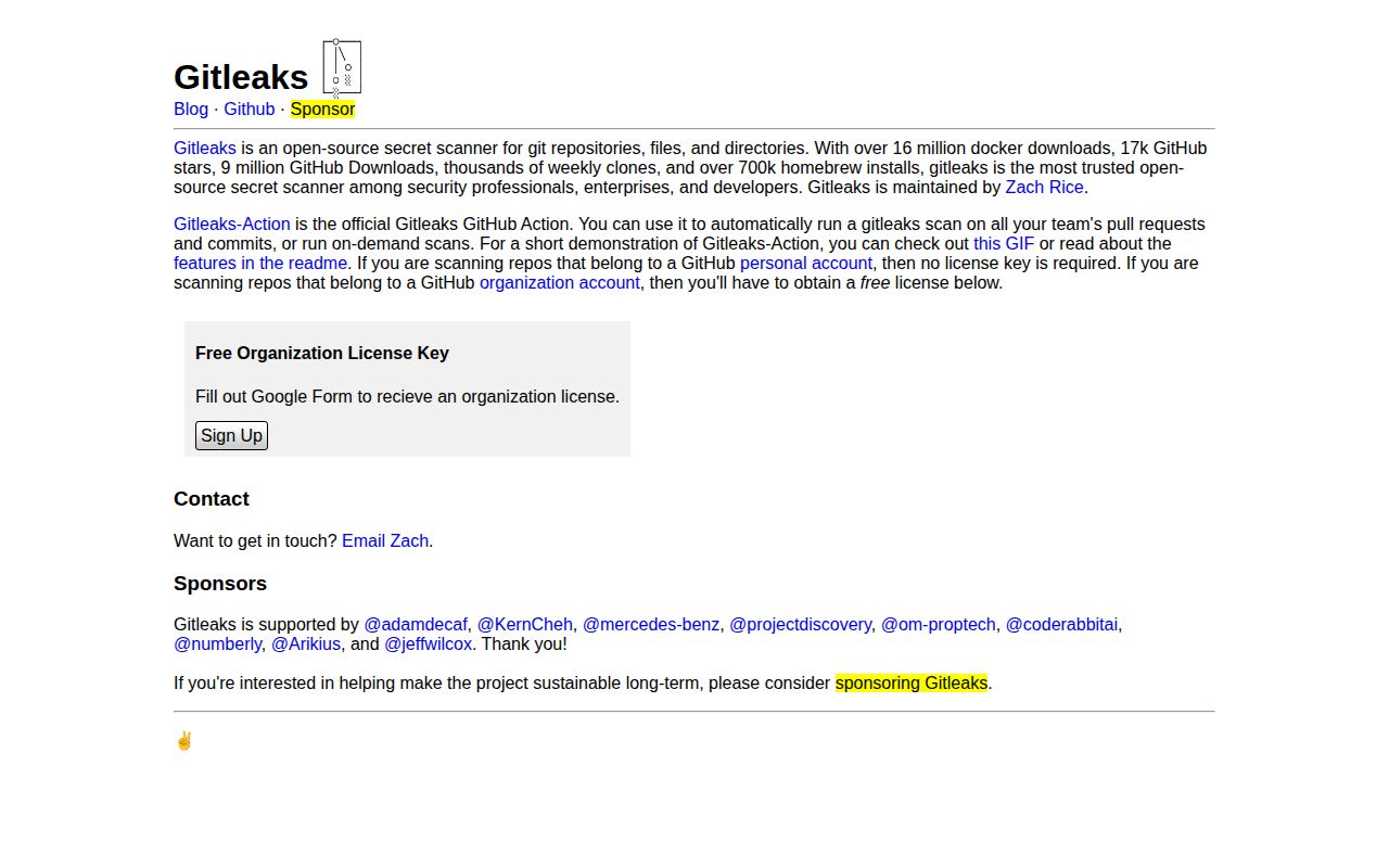 Screenshot of gitleaks (gitleaks.io)