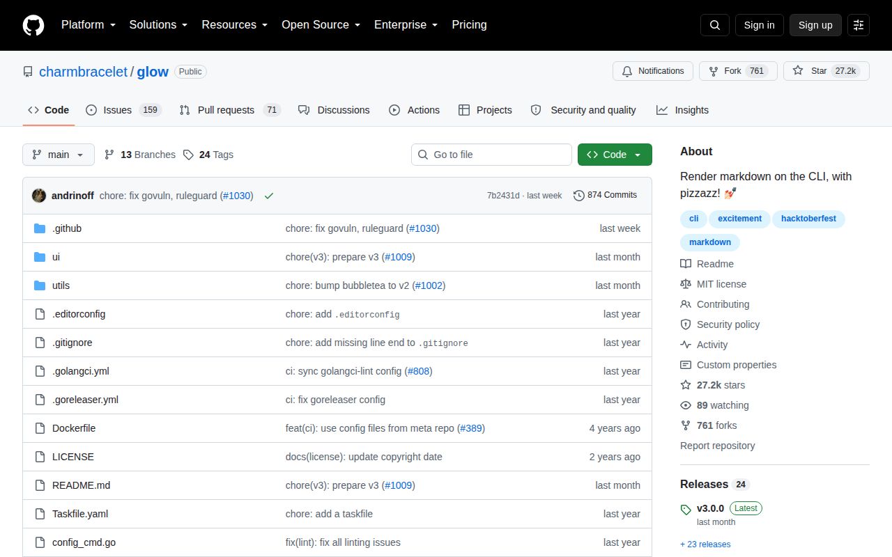 Screenshot of glow (github.com/charmbracelet/glow)