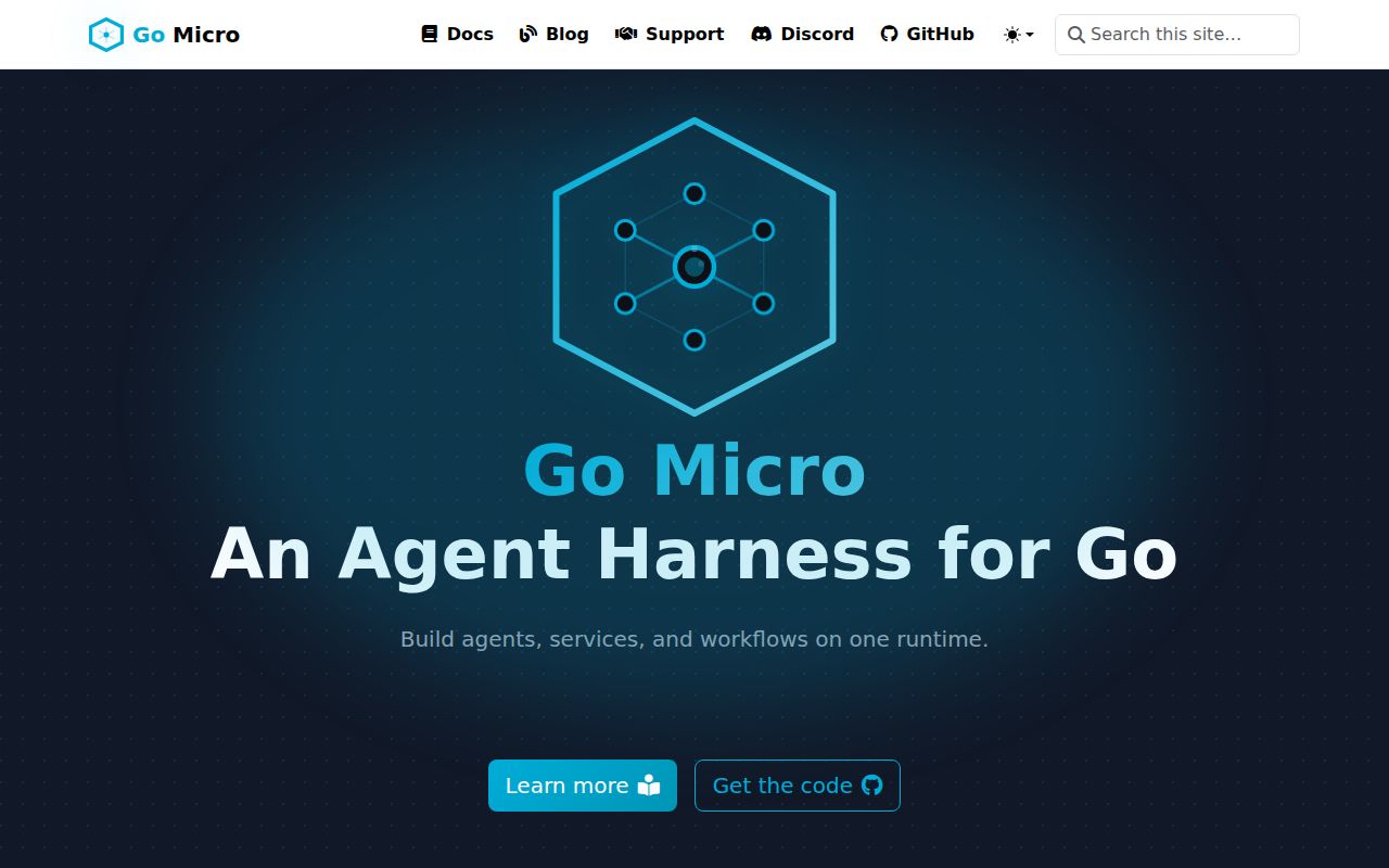Screenshot of go-micro (go-micro.dev)