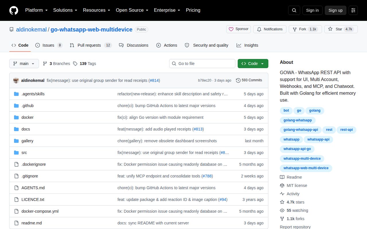 Screenshot of go-whatsapp-web-multidevice (github.com/aldinokemal/go-whatsapp-web-multidevice)