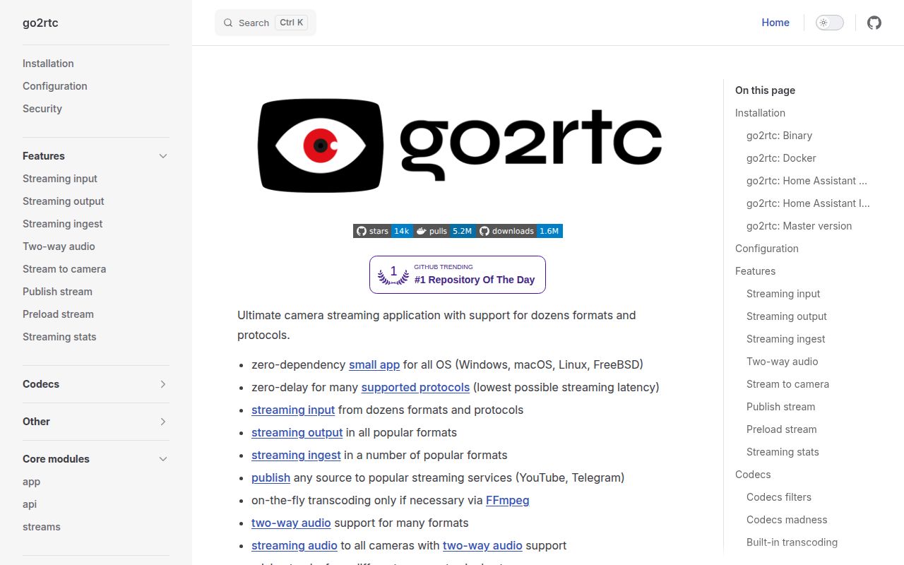 Screenshot of go2rtc (go2rtc.org)