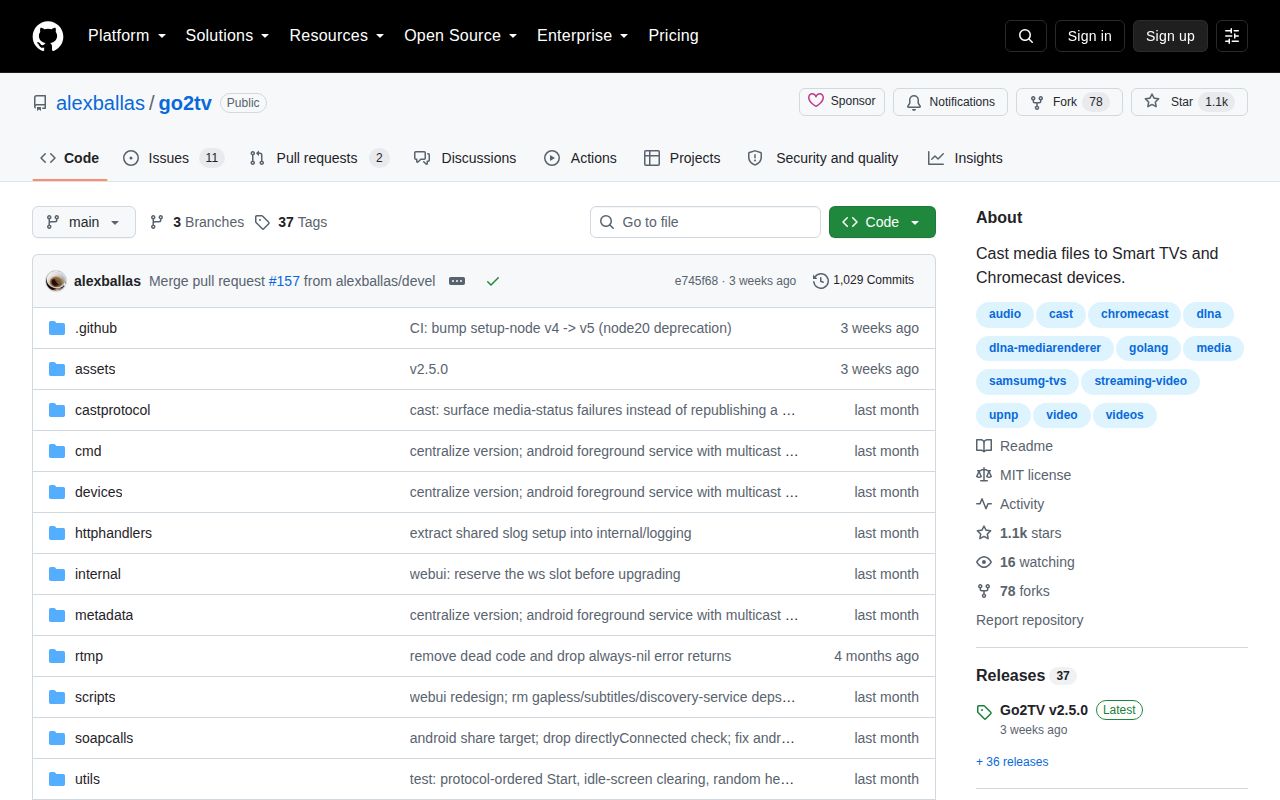 Screenshot of go2tv (github.com/alexballas/go2tv)