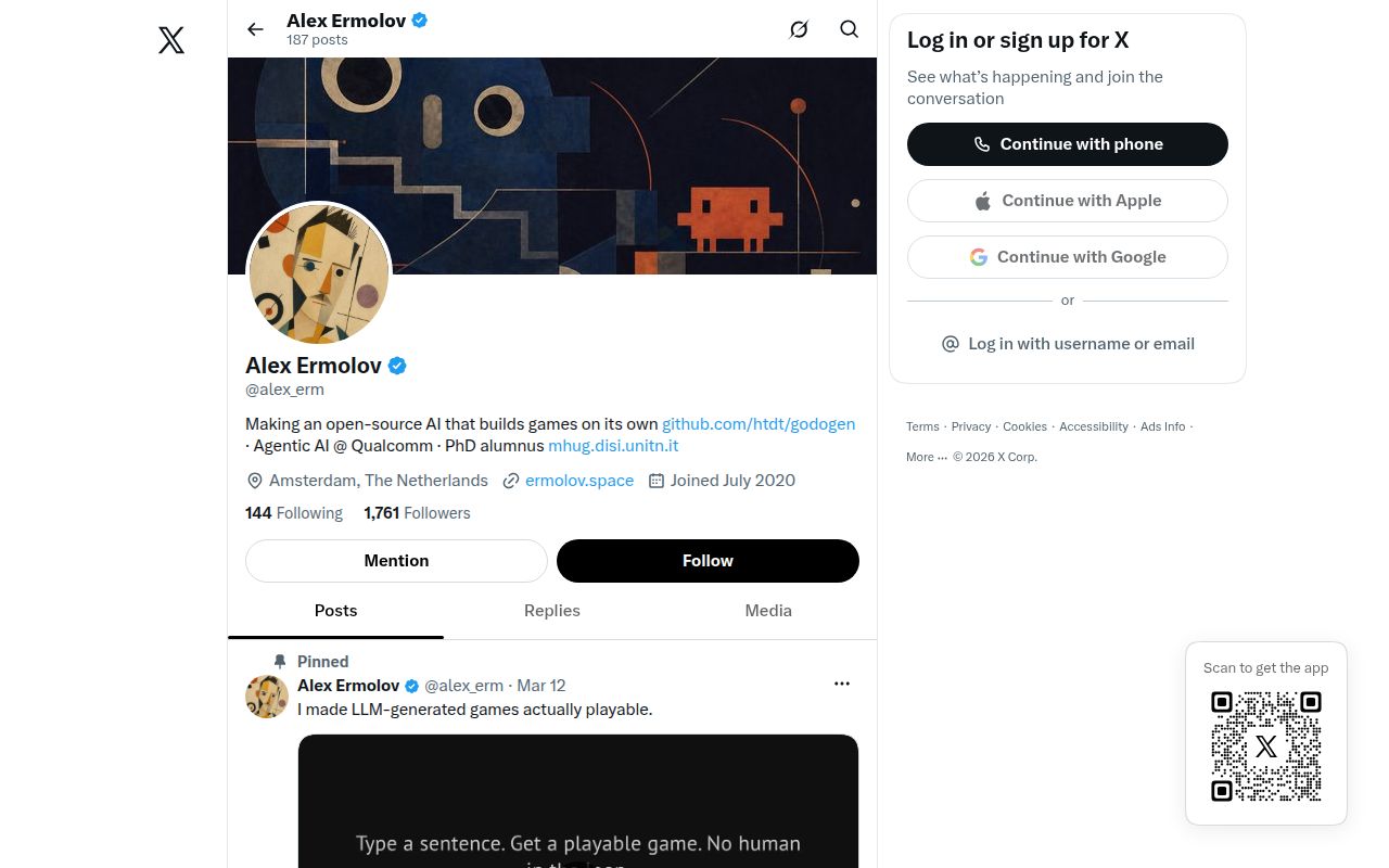 Screenshot of godogen (x.com/alex_erm)