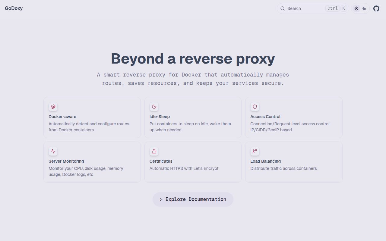 Screenshot of godoxy (docs.godoxy.dev)