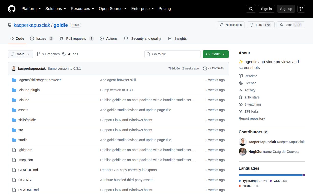 Screenshot of goldie (github.com/kacperkapusciak/goldie)