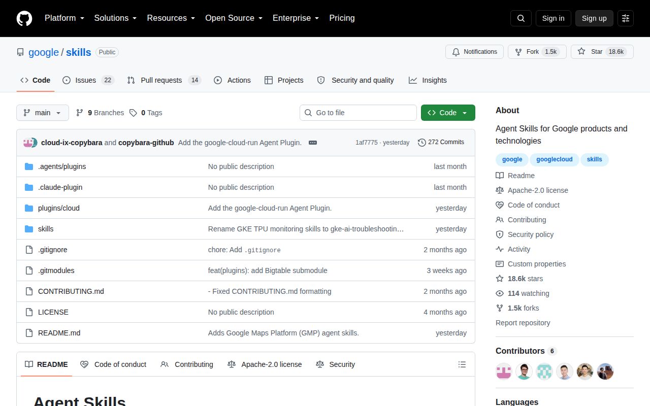 Screenshot of skills (github.com/google/skills)