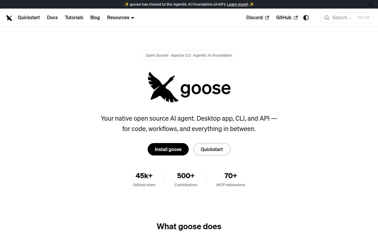 Screenshot of goose (goose-docs.ai)