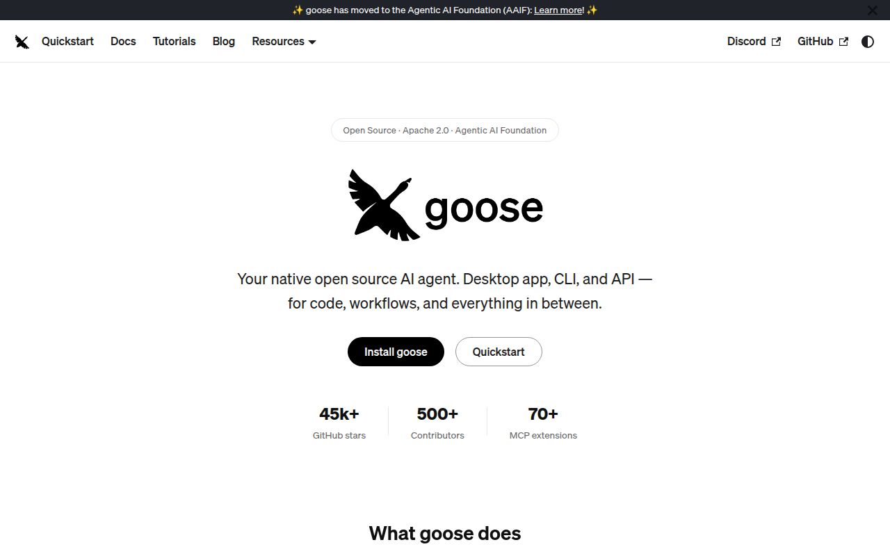 Screenshot of goose (goose-docs.ai)