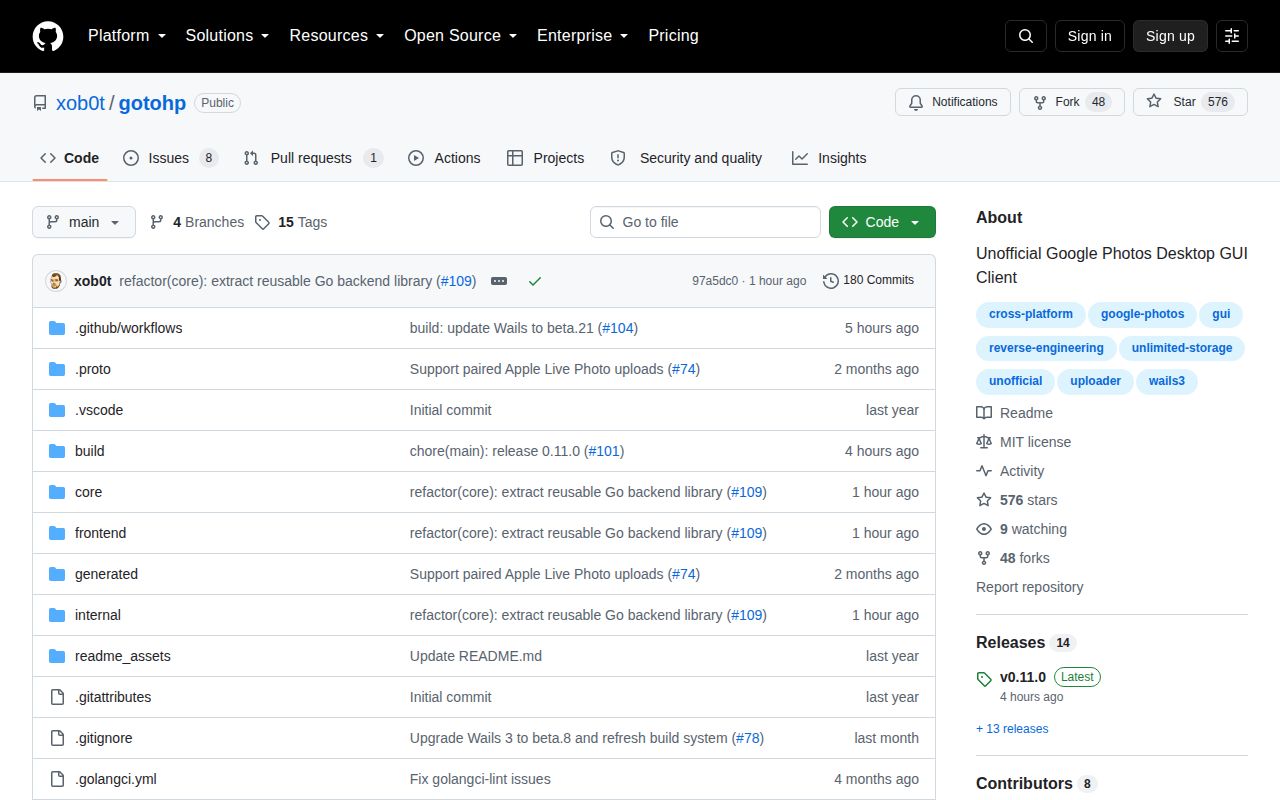 Screenshot of gotohp (github.com/xob0t/gotohp)