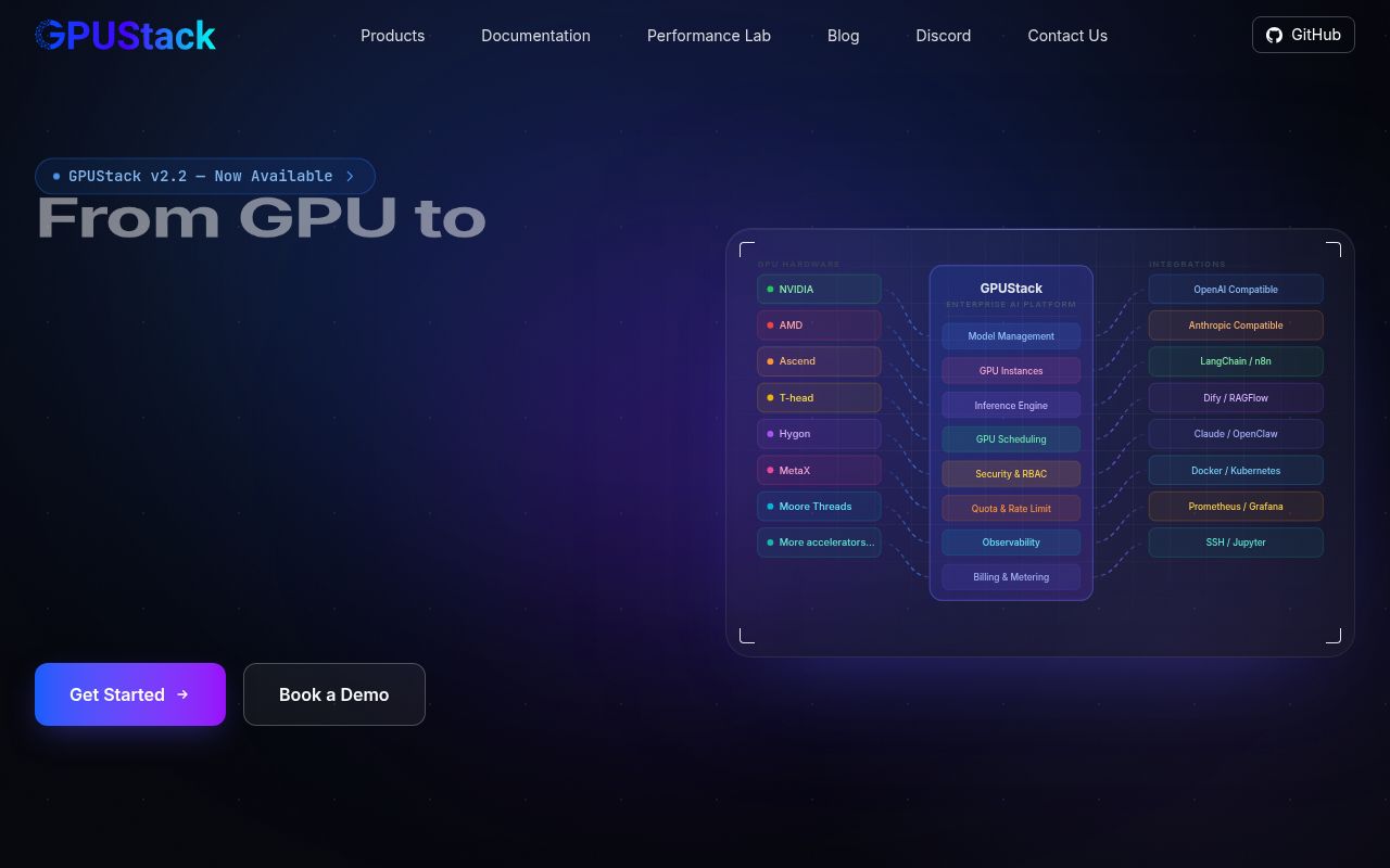 Screenshot of gpustack (gpustack.ai)