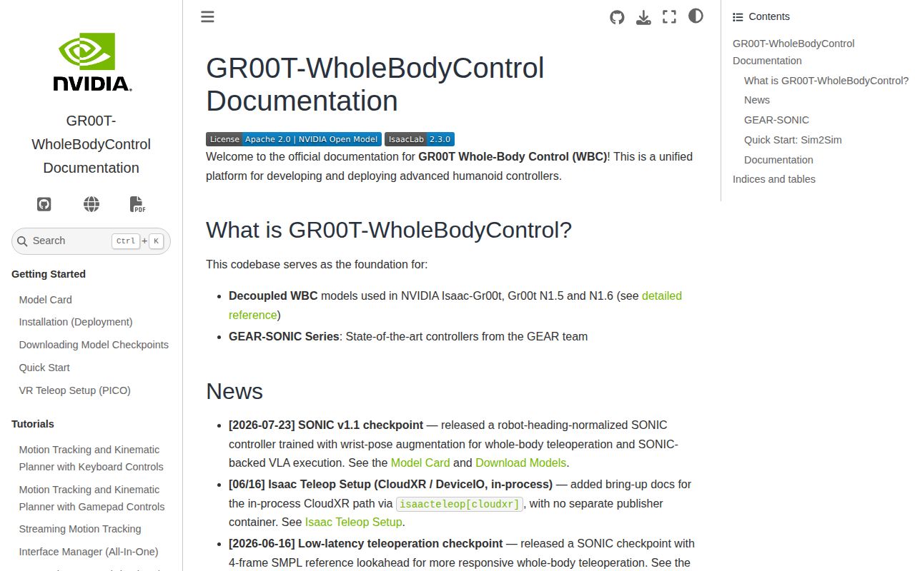 Screenshot of GR00T-WholeBodyControl (nvlabs.github.io/GR00T-WholeBodyControl)