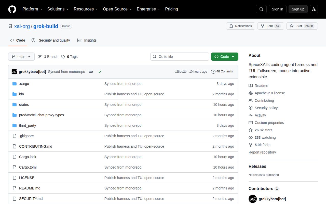 Screenshot of grok-build (github.com/xai-org/grok-build)