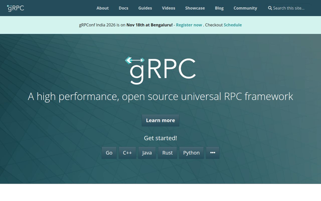 Screenshot of grpc (grpc.io)