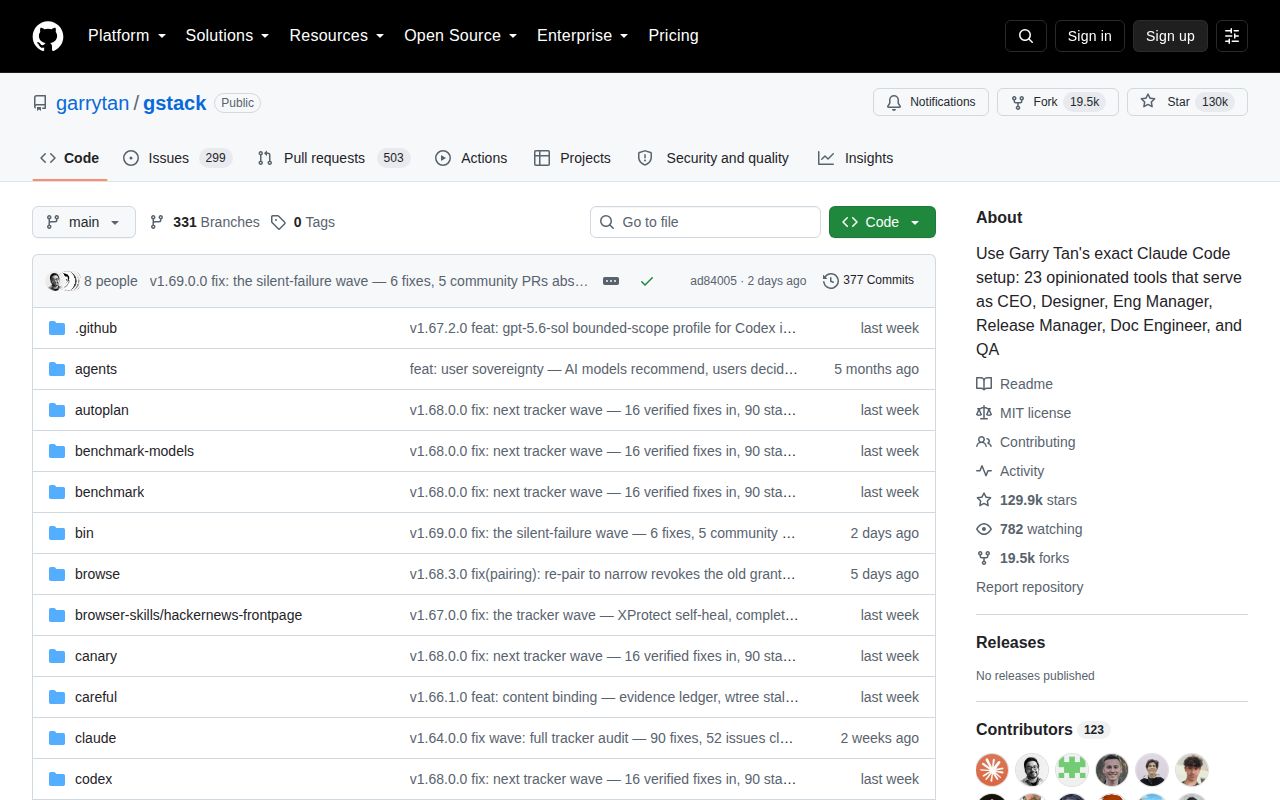 Screenshot of gstack (github.com/garrytan/gstack)